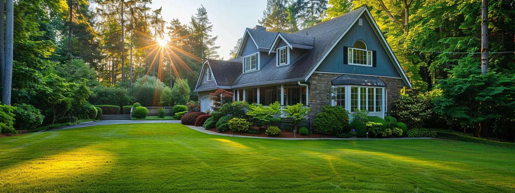 a gleaming, freshly power-washed home shines under the vibrant sunlight, highlighting the contrast between the pristine exterior and the surrounding lush greenery, symbolizing the importance of making informed decisions in choosing cleaning services.