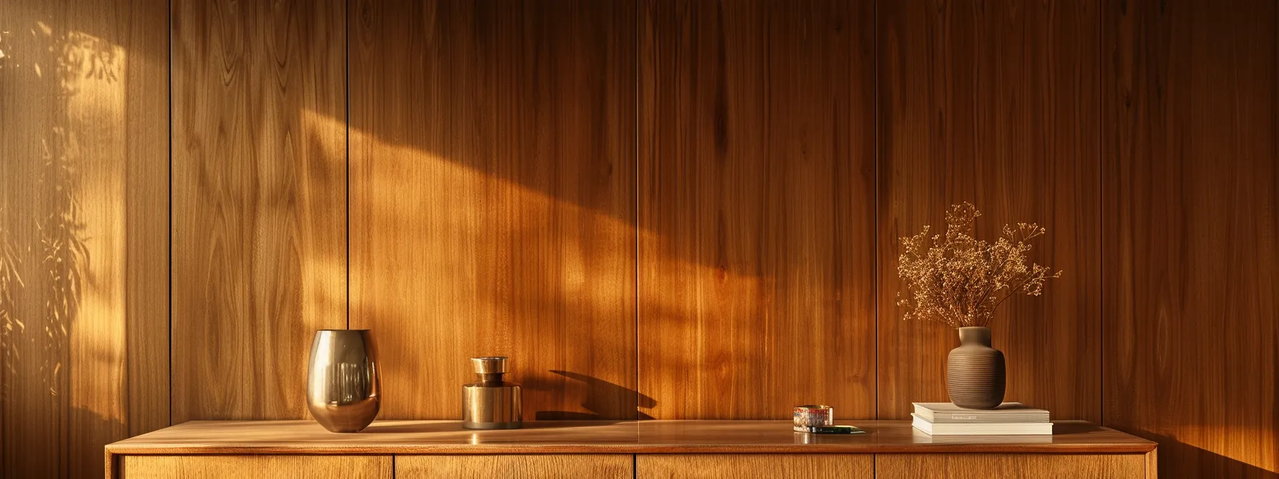 a beautifully refinished cabinet stands in soft, diffused lighting, showcasing an immaculate, glossy surface that highlights the rich wood grain and flawless finish, set against a minimalist backdrop to emphasize its elegant simplicity.